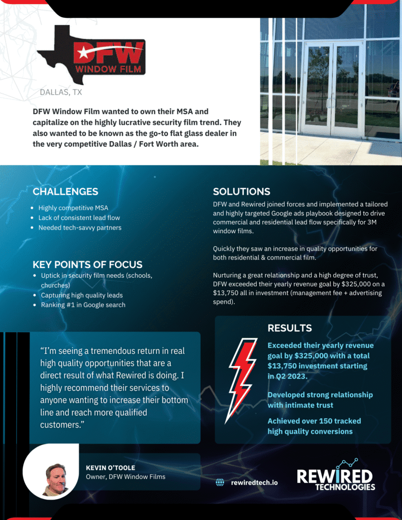 Case Study: How DFW Window Films Exceeded Their Annual Revenue Goal by $325,000